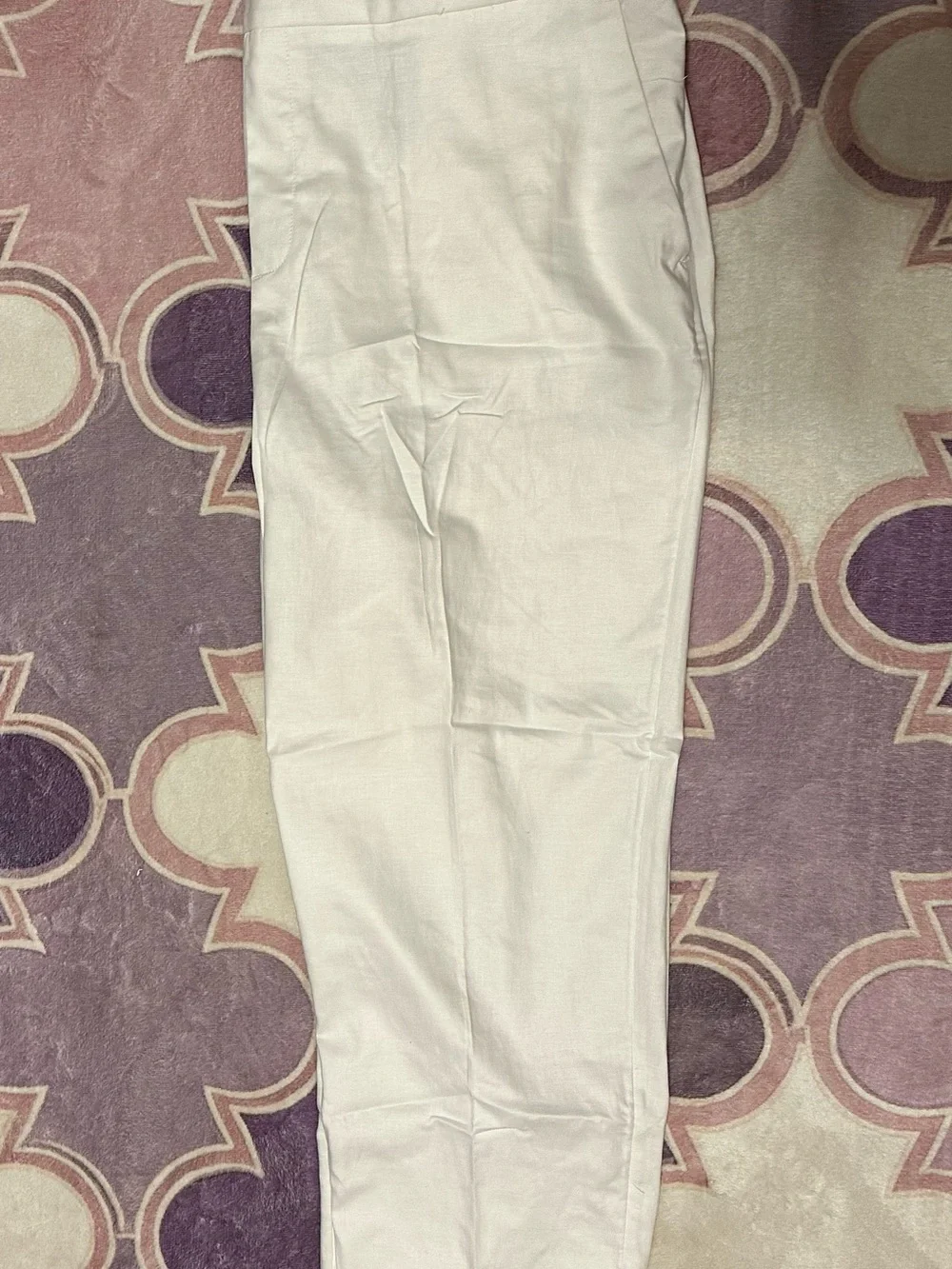 White Linen High Rise Slim Pants